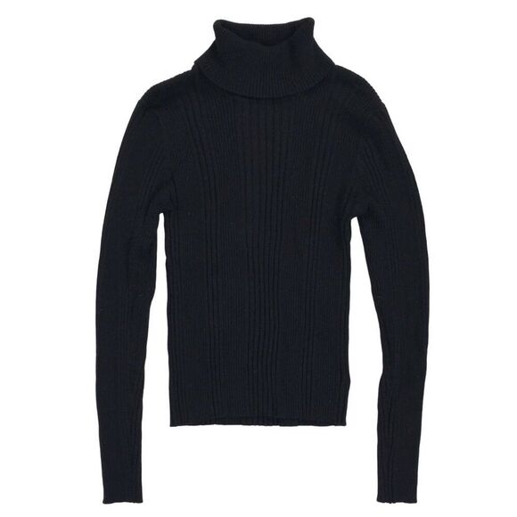 Vintage Y2K Black Grunge Minimalist Classy Indie Ribbed Turtleneck Sweater / 5 - Picture 4 of 5